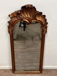 Stunning Antique Gold Colored Hand Carved Wood Mirror