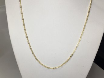 Very Pretty 925 / Sterling Silver With 14K Gold Overlay Paperclip Necklace - 20' Long - New Never Worn