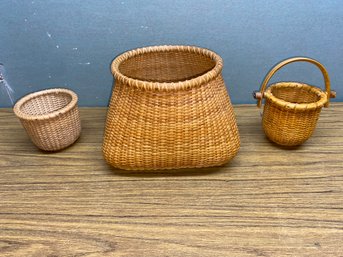 Three Beautifully Made Nantucket Style Woven Baskets. All Three Are Flawless.