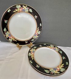 Mikasa Fine China Della Robia (black) 1 Large Round Platter & 3 Dinner Plates