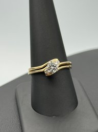 Stunning 1/2 Carat Round Diamond Engagement Ring W/ Diamond Accents In 14k Yellow Gold