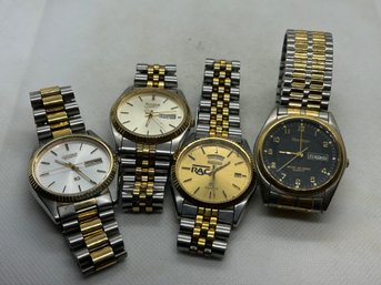 Grouping Of 4 Vintage 1970s Men's Wristwatches- Seiko, Pulsar And Armitron