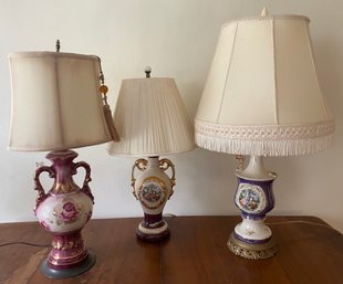 Three Porcelain Lamps
