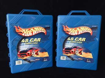 Pair Of Vintage Hot Wheels Carrying Cases With Cars