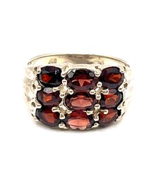 Vintage Sterling Silver Sparkly Amber Color Stones Ring, Size 9.5