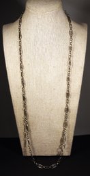 Antique Filigree Sterling Silver Link Necklace Chain 28' Long