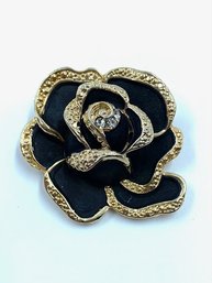 Black And Gold Rose Brooch