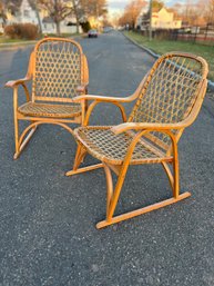 Lot Of Two Mid Century Snowshoe Chairs -