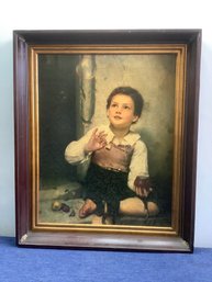Framed Textured Print Of A Small Boy