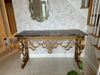 Beautiful Custom Made Marble Top Table With Scrolled Metal Legs  Cost:  $2658.00