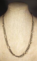 Fine Antique Sterling Silver Fancy Link Chain Having Antique Clasp 18' Long
