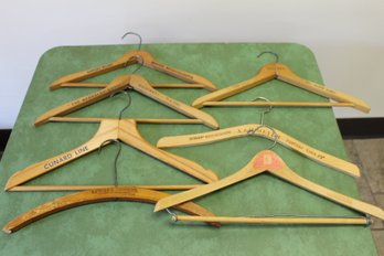 Antique Wood Advertising Clothes Hanger Lot 1 - Cunard Line , New Haven, Boston Etc
