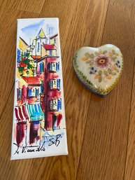 Spain And Portugal: Small Painting And Heart Shaped Box
