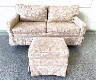 Vintage MCM Sofa & Matching Ottoman On Casters
