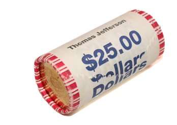 $25 Thomas Jefferson Presidential Dollar Coins Roll