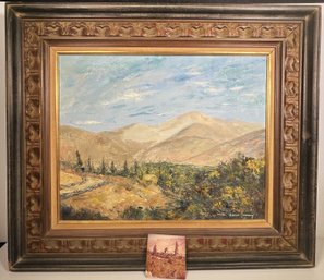 Signed Doris Jenney Mountain Landscape W/ Inspiration Photo- Fundina Chile- Wife Of Pulp Artist Robert Jenney