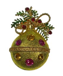 Vintage Gold Tone Christmas Ornament Brooch