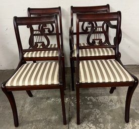 Set Of Four Lyre Back Mahogany Dining Chairs