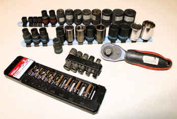 Mixed Lot Of Sockets With Socket Wrench