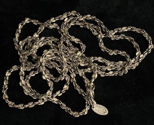 Vintage Miriam Haskell  Dark Silver Tone Long Rope 54' Chain Necklace Haskell Tag Attached