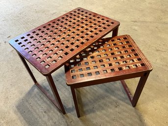 2 Nice Vintage Lattice Top Tables