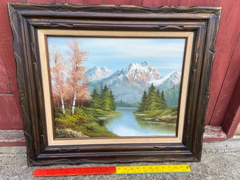 Signed K. Bowman Original Mountainscape Painting 28x24 Framed