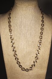Fine Sterling Silver Wider Link Vintage Chain Necklace Signed With Tag