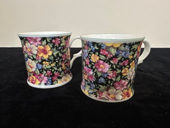 Vintage Lottie English Chintz Collection Floral Bone China Mugs