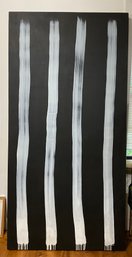 98x48x3.75 Black And White Stripe Portable Wall Panel