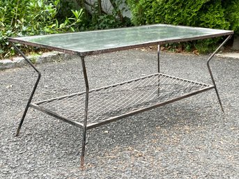 A Fab Mid Century Modern Wrought Iron Glass Top Coffee Table