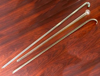 3 Hand Blown 'End Of Day' Glass Spiral Canes