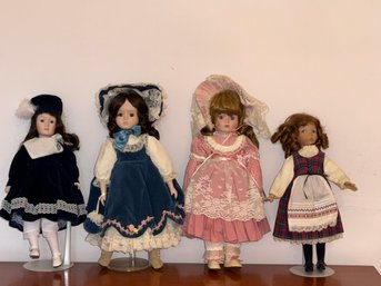 Four Collector's Dolls By A Variety Of Bisque Porcelain Doll Makers
