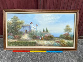 Signed Alan Walters Original Castle Landscape Painting 54x30 Framed