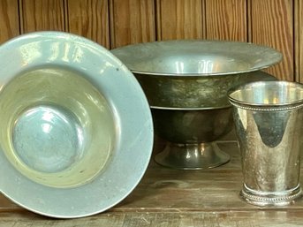 Trio Of Silver Plate Footed Bowls & Julep Cup