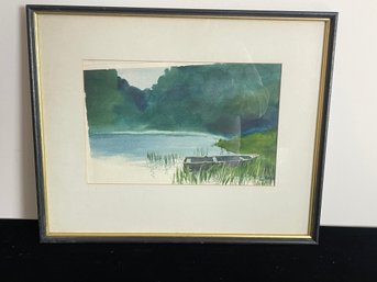 Framed Water Color Painting Of Water Landscape
