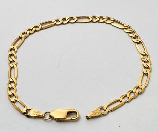 14K SOLID GOLD FIGARO LINK BRACELET LOBSTER CLAW CLASP