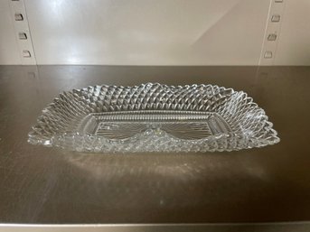 Federal Glass Vintage Diamond Point Ruffled Wave Edge Serving Dish