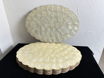 Set Of 12 Oval Scalloped Capiz Shell Placemats