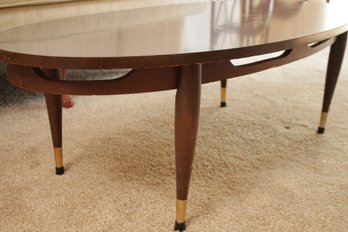 Oval Mid Century Modern Coffee Table With Laminate Top