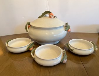 Goebel Pink Tulip Soup Tureen With Bowls