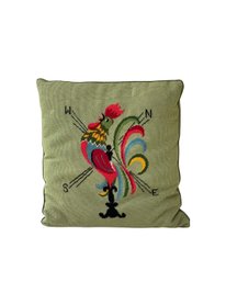 Mid Century Needlepoint Rooster Pillow