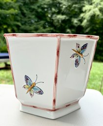 White Hand Painted Vase For Bergdorf Goodman