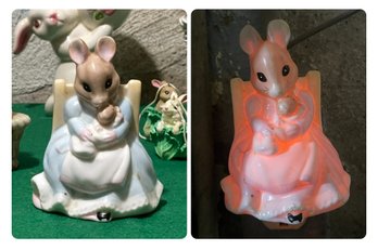 1989 Beatrix Potter Porcelain Night Light Mrs Bunny & Baby Bunnykins Schmid