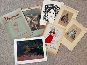 6pc Lot Assorted Vintage Prints For Framing - Degas Plus
