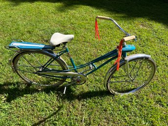 Vintage Western Flyer Cosmic Flyer Bicycle Cruiser W/ Original Tassels And Non- Working Headlight