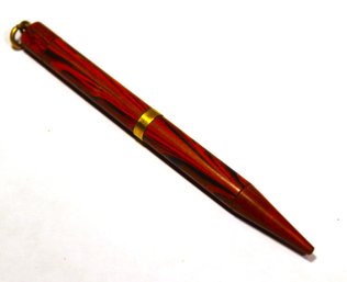 Antique Red, Black Marbleized Gold Collared Pencil