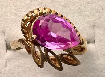 GORGEOUS VINTAGE 10K GOLD PINK SAPPHIRE RING