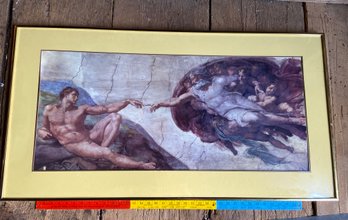 Michelangelo's Creation Of Adam Artwork Print 45x24 Matted Framed Plexiglas Large Substantial Reproduction