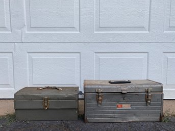 Pair - Heavy Duty Metal Tool Boxes (empty)