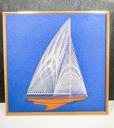 Vintage 1973 Wood & String Art Sail Boat- Signed John D. Culbert